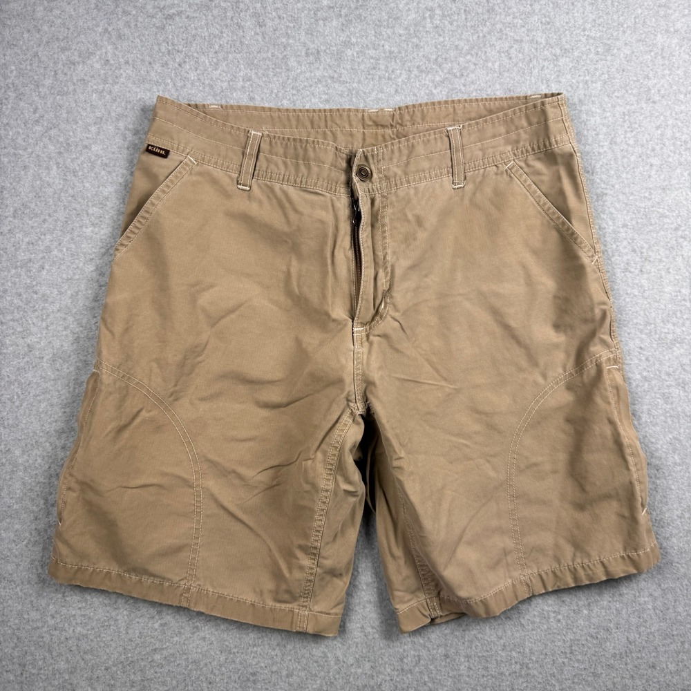 Kuhl Cargo Shorts Mens 34 Khaki Tan KuhlDry Hiking Outdoor Utility Casual